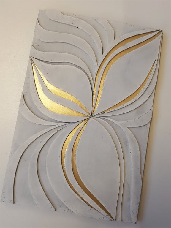 Concrete art panel abstract golden flower